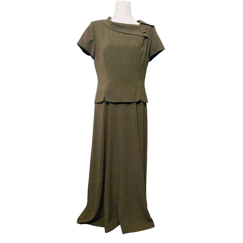 Danny & Nicole New York Vintage Dress Back Zip Short Sleeve Green Size 10